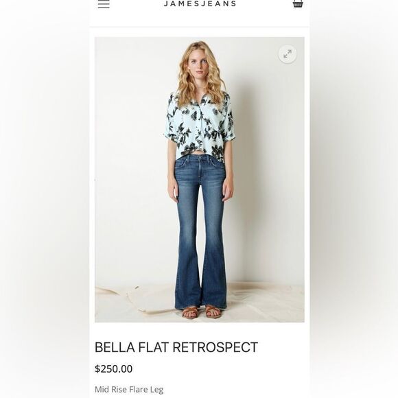 James Jeans‎ Bella flat denim jeans mid rise flare leg, size 26 - Picture 1 of 16
